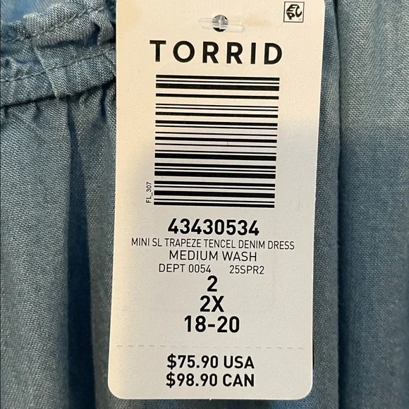 NWT Torrid Trapeze mini dress tencel denim size 2 2x 18 20 - Picture 7 of 7